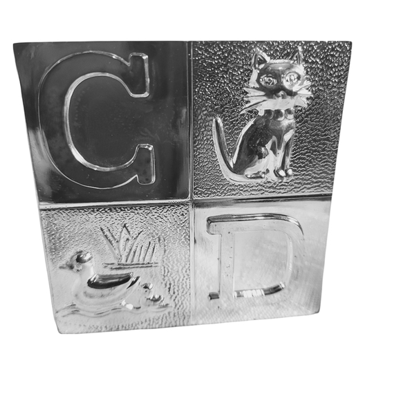 Gorham Vintage Baby Nursery Cube COIN BANK - Picture 2 of 12